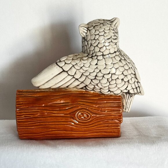 Vtg Winking Owl Ceramic Figure Sculpture Business Card Holder - Picture 8 of 15